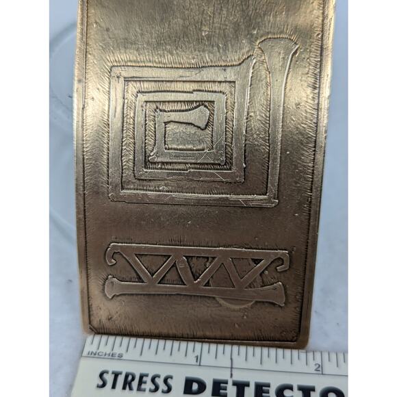 Belt buckle "Nu Gold" Red brass Etched +Oxidized 36grams - Picture 5 of 7